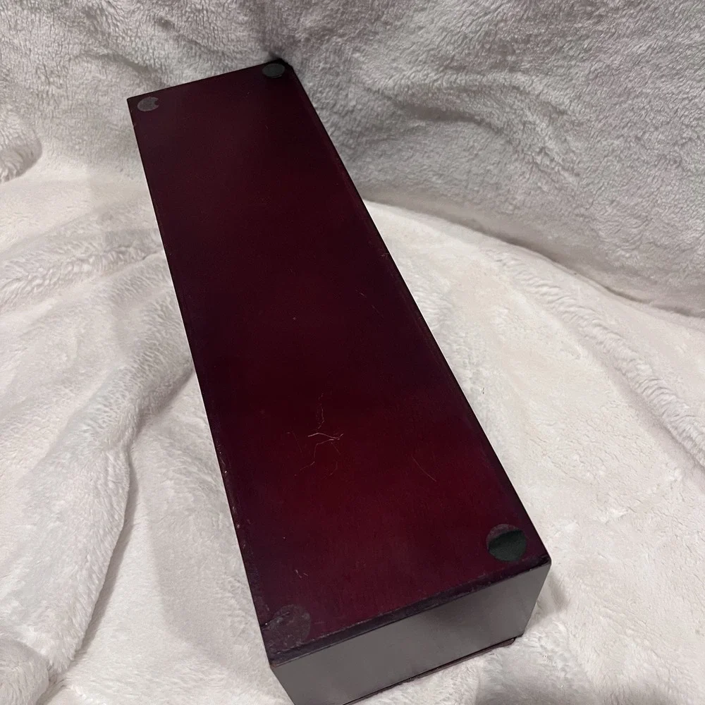 Antique Vintage‎ Asian Wood Sliding Top Box Cherry Red 14.75